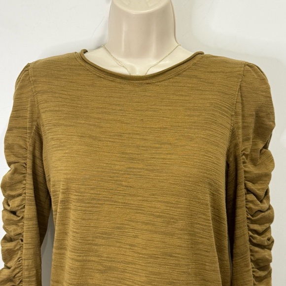 House Of Harlow 1960 Burnout Ruched Long Sleeve Tee Top Bronze Olive Medium Fall - Picture 5 of 10